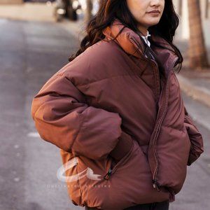 ZARA Puffer Jacket - Deep Red Brown